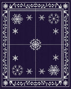 Deep Indigo Snowflake Vintage Border Rug
