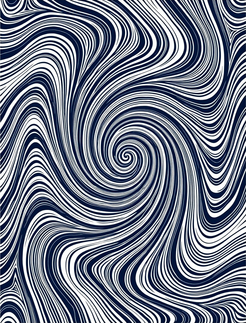 Navy Blue Swirl Line Abstract Rug