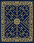 Golden Navy Floral Medallion Lattice Rug