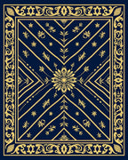 Golden Navy Floral Medallion Lattice Rug