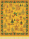 Yellow Winter Village Holly Border Rug
