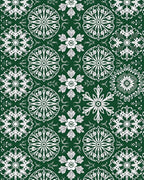 Emerald Green White Floral Medallion Swirl Rug