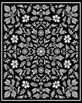 White Floral Black Ornamental Lattice Rug