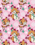 Cute Festive Animal Snowflakes Pink Rug