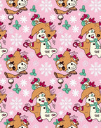 Cute Festive Animal Snowflakes Pink Rug