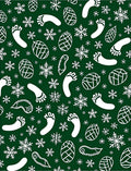 White Snowflake Footprint Pinecone Collage Rug