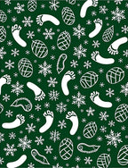 White Snowflake Footprint Pinecone Collage Rug