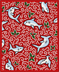 Whimsical Red Shark Holly Swirl Rug