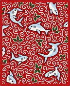 Whimsical Red Shark Holly Swirl Rug