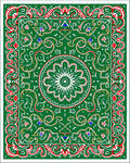 Bright Green Ornate Floral Medallion Rug