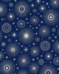 Navy White Sunburst Medallion Rug