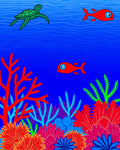 Vibrant Coral Reef Turtle Fish Rug