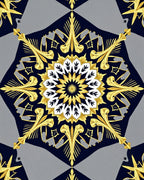 Golden Navy Elaborate Medallion Rug