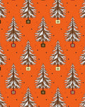 Whimsical Orange Festive Trees Rug