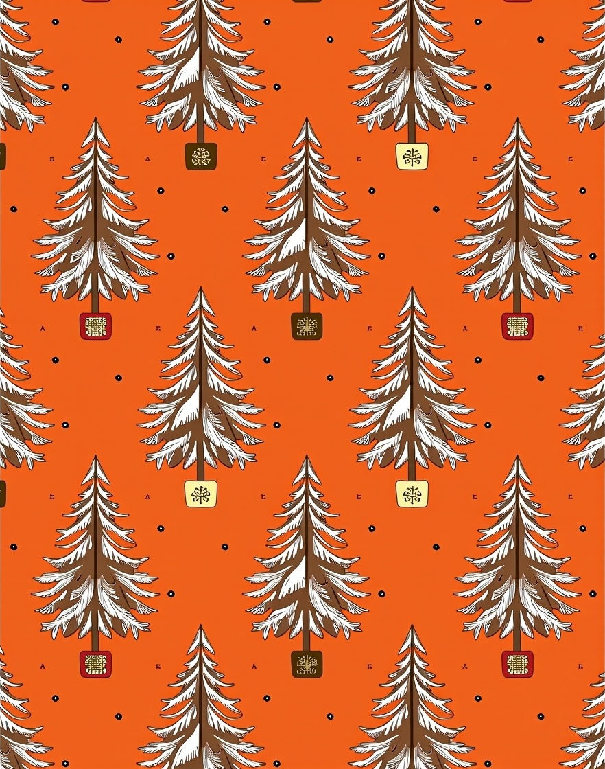 Whimsical Orange Festive Trees Rug