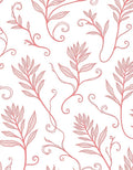 Coral Vine Botanical Leaf Swirls Rug