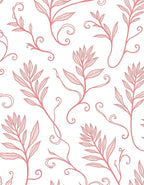 Coral Vine Botanical Leaf Swirls Rug