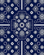 Navy White Starburst Bursting Dahlia Rug