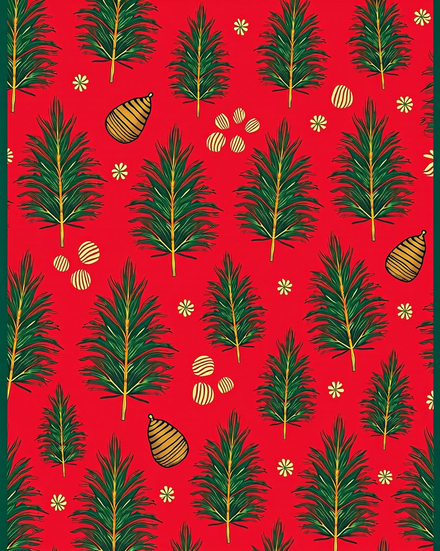 Red Pine Christmas Ornament Collection Rug