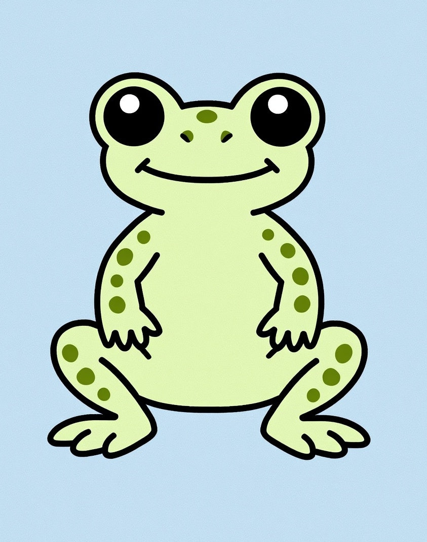 Whimsical Light Green Frog Illustration Rug