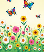 Colorful Fluttering Butterflies Garden Meadow Rug