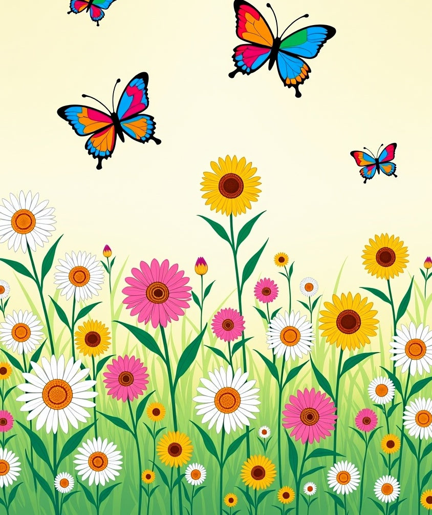 Colorful Fluttering Butterflies Garden Meadow Rug