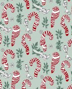 Red White Candy Cane Pine Sprigs Rug