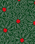 Crimson Floral Swirls Emerald Rug