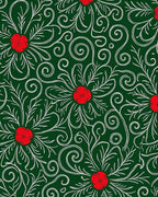 Crimson Floral Swirls Emerald Rug