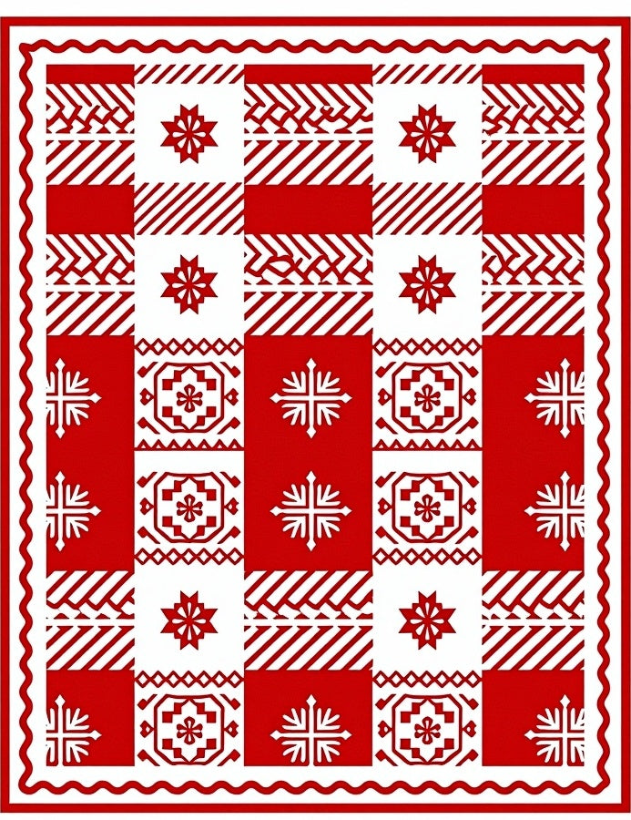 Red White Buffalo Check Medallion Rug