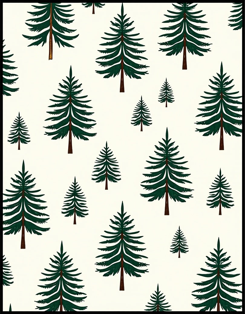 Forest Evergreen Trees Repeating Pattern Rug