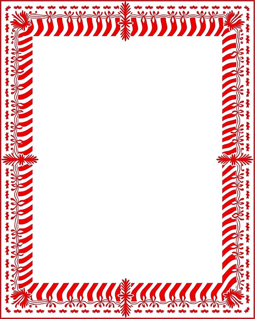 Bold Red Candy Cane Border Rug