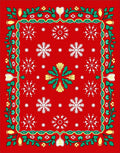 Red Snowflake Evergreen Garland Rug
