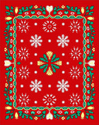 Red Snowflake Evergreen Garland Rug