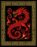 Bold Red Dragon With Golden Border Rug