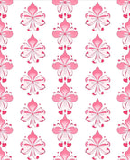 Pink Floral Heart Damask Rug