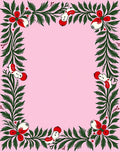 Whimsical Red Floral Greenery Border Rug