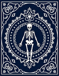Navy White Skeleton Medallion Art Rug