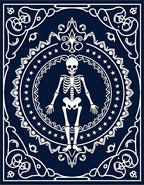 Navy White Skeleton Medallion Art Rug