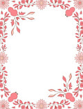 Coral Pink Floral Vine Border Rug