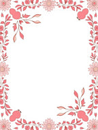 Coral Pink Floral Vine Border Rug