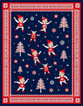 Festive Elves Red White Navy Christmas Rug