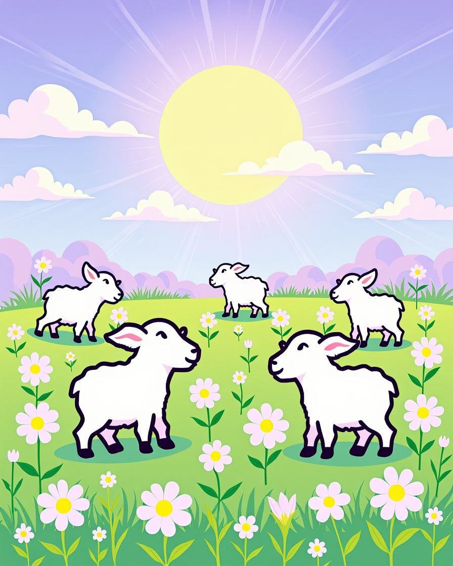 Spring Meadow Sheep Field Rug