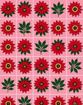 Red Dahlia Blossom Pink Background Rug
