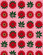 Red Dahlia Blossom Pink Background Rug