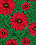 Vibrant Red Flower Garden Rug