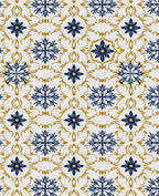 Navy Gold Floral Medallion Arrangement Rug