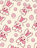 Whimsical Pink Bunny Easter Egg Meadow Rug