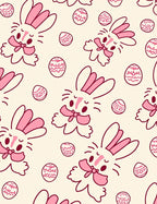 Whimsical Pink Bunny Easter Egg Meadow Rug