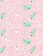 Pink Floral Scroll Leaf Rug